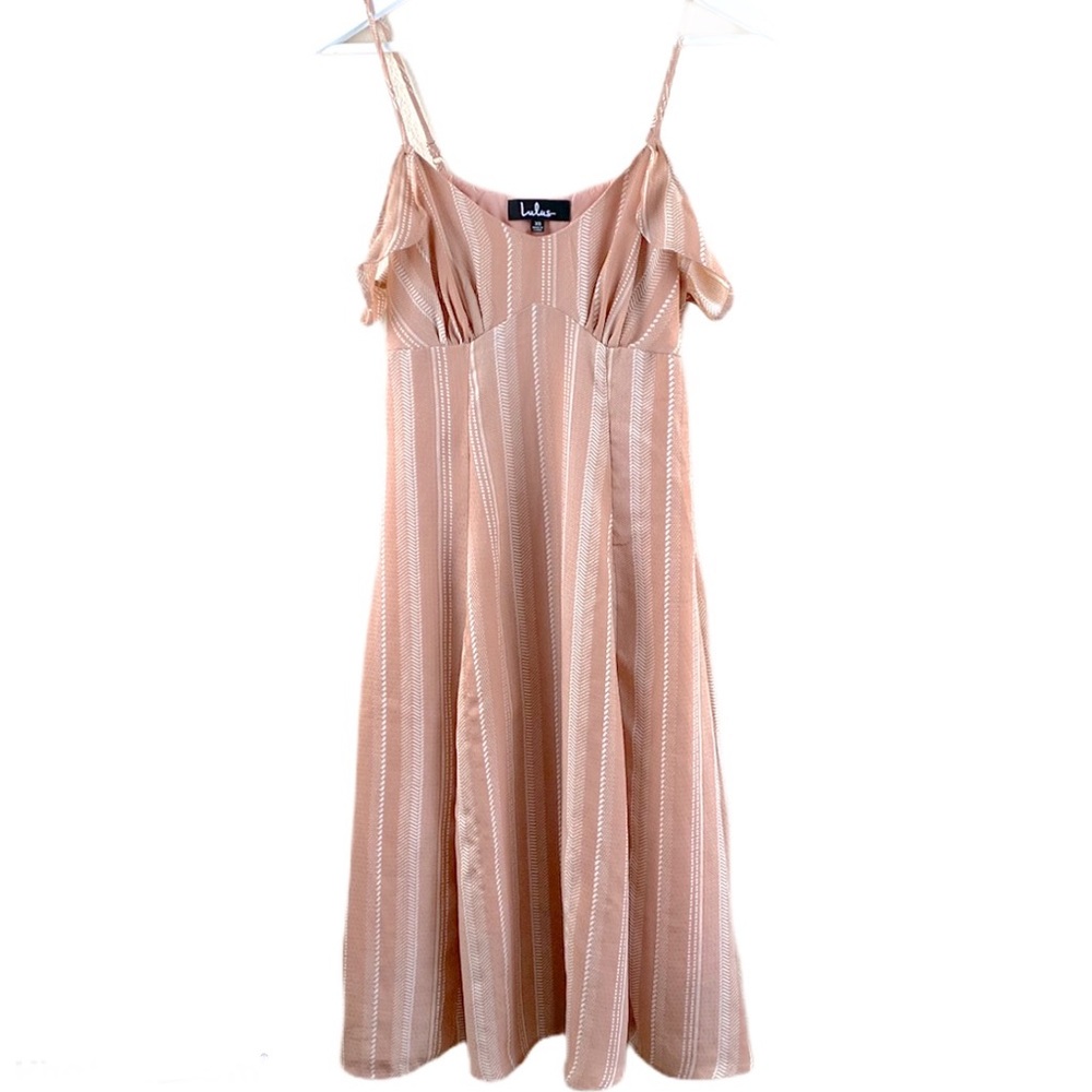 Lulu’s Pink And White Skater Off Shoulder Dress